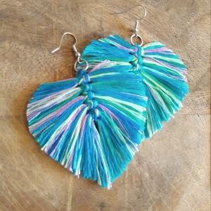Feather Fringe Earrings in Mermaid